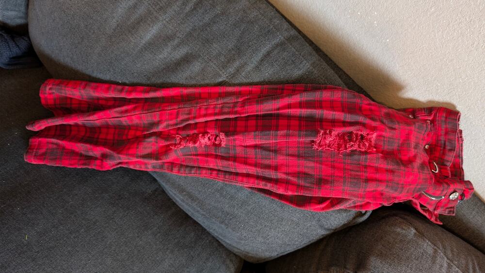 Banned Alternative Red Plaid Punk Pants with Zipper Accents Size Small